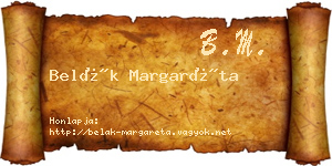 Belák Margaréta névjegykártya